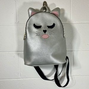 Luv Betsey by Betsey Johnson Small Silver Gray Cat Backpack